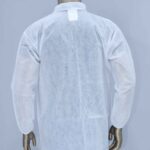 Back View of Disposable Lab Coat with Elastic Cuffs and Tie Closure