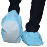 Disposable non-woven shoe covers with anti-skid soles for medical and cleanroom use